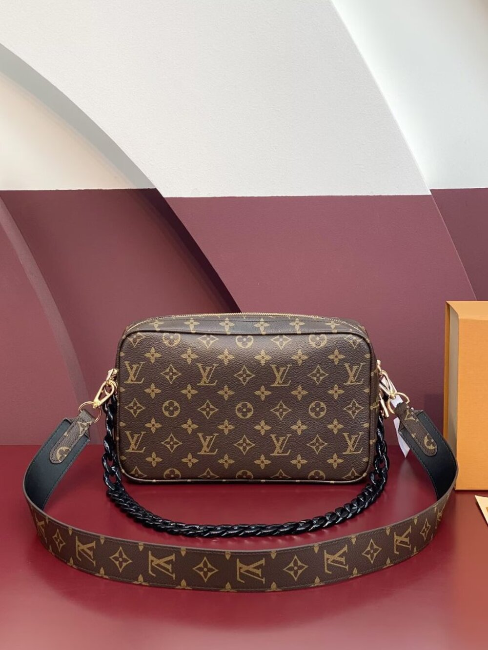 Louis Vuitton Brown Monogram Crossbody with Wide Logo Strap